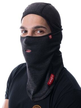 Airhole Waffle Fleece Hinged Balaclava Black One Size Ski & Snowboard Face Mask